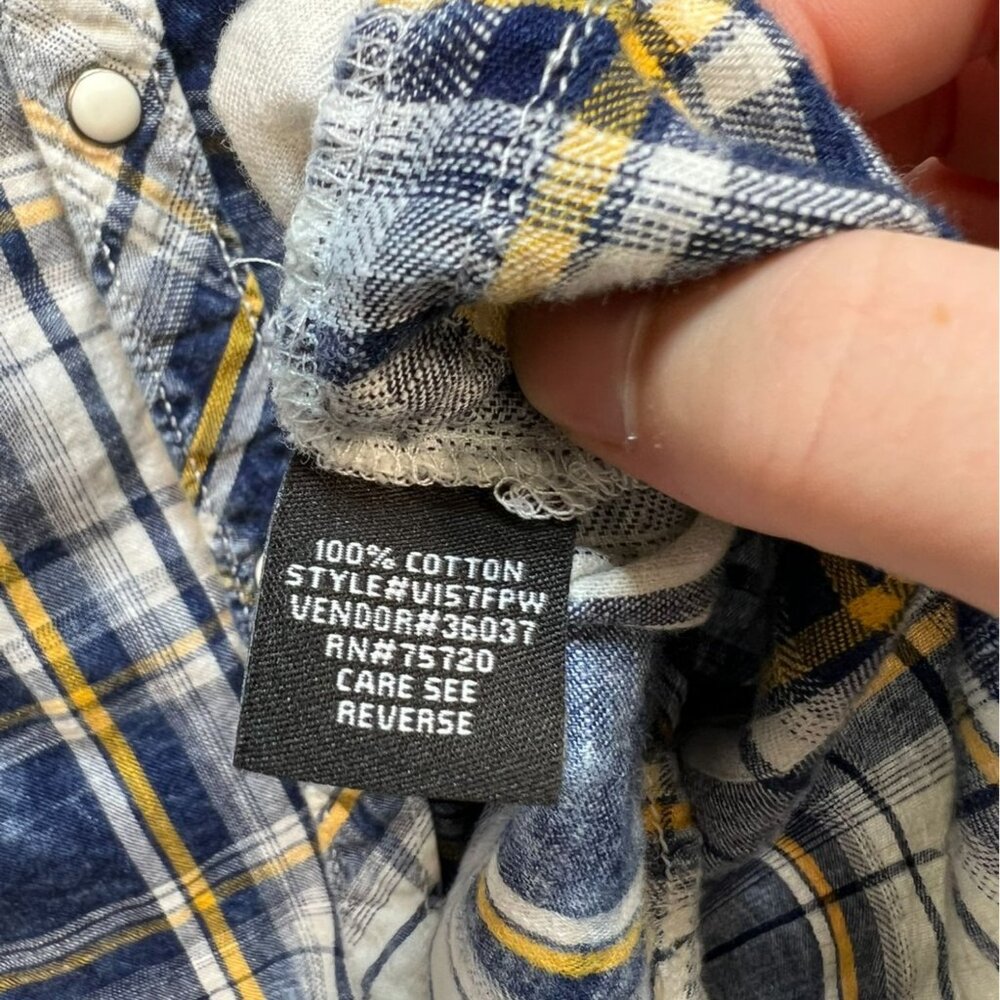 BKE Men Short Sleeve Button Up Shirt Medium Blue Plaid Vintage 1967 Standard Fit - Picture 3 of 12
